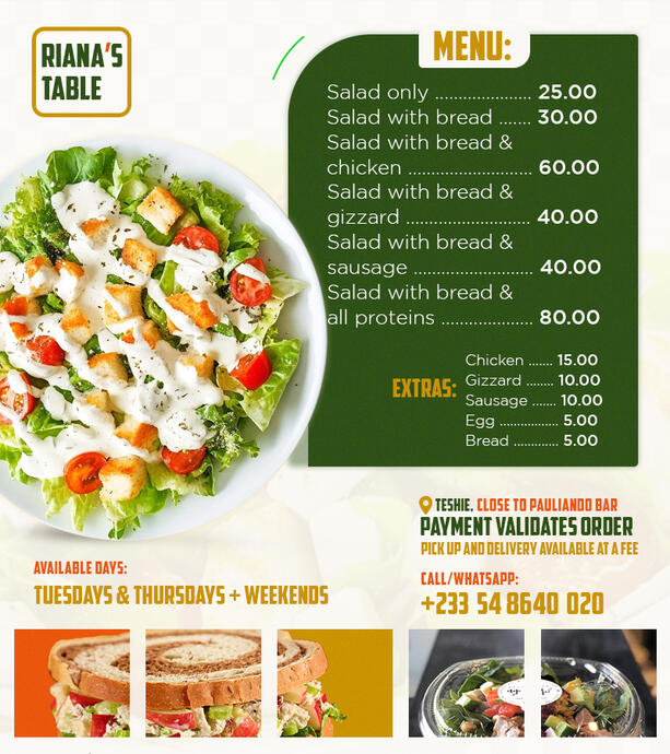 Food Poster Design - Riana's Table